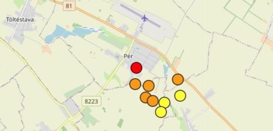 Jelenleg Pér környékén földrengés rázta meg a területet.